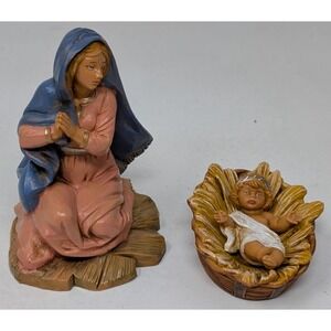 Vintage Fontanini Mary & Baby Jesus Made in Italy Plastic Christmas Nativity Set